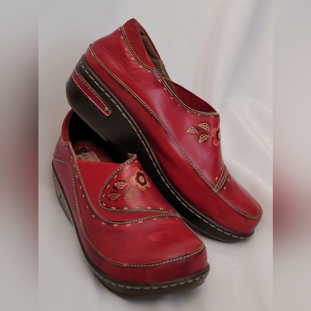 L'Artiste Spring Step Burbank Red Floral Women's Loafers/Clogs Size 41/9.5-10 - Picture 3 of 9